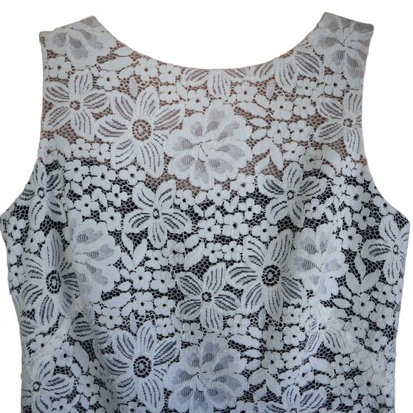 Lauren Ralph Lauren Womens Lace Bodice‎ Dress Petite Size 4P Navy Blue Sheath - Picture 4 of 8